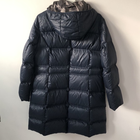 BERNARDO Hooded Spring Winter Fall Down Filled Coat Jacket Puffer in Dark Blue. - Picture 6 of 13